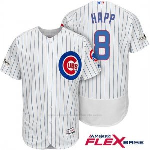 Camiseta Beisbol Hombre Chicago Cubs 2017 Postemporada 8 Ian Happ Blanco Flex Base