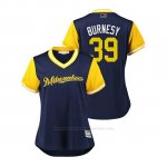 Camiseta Beisbol Mujer Milwaukee Brewers Corbin Burnes 2018 Llws Players Weekend Burnesy Azul