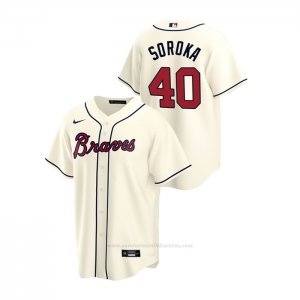 Camiseta Beisbol Hombre Atlanta Braves Mike Soroka 2020 Replica Alterno Crema