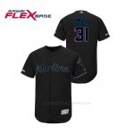 Camiseta Beisbol Hombre Miami Marlins Caleb Smith 150th Aniversario Patch 2019 Flex Base Negro