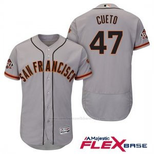 Camiseta Beisbol Hombre San Francisco Giants Johnny Cueto Gris 60th Season Flex Base