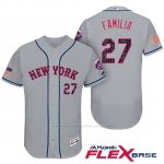 Camiseta Beisbol Hombre New York Mets 2017 Estrellas y Rayas Jeurys Familia Gris Flex Base