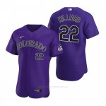 Camiseta Beisbol Hombre Colorado Rockies Sam Hilliard Autentico 2020 Alterno Violeta