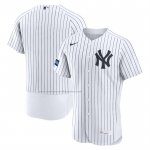 Camiseta Beisbol Hombre New York Yankees Primera Sponsor Patch Autentico Blanco Camiseta Beisbol Hombre New York Yankees Primera Sponsor Patch Autentico Blanco