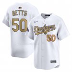 Camiseta Beisbol Hombre Los Angeles Dodgers Mookie Betts 2025 Gold Collection Limited Blanco