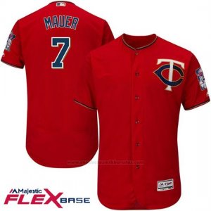 Camiseta Beisbol Hombre Minnesota Twins Joe Mauer Autentico Coleccion Flex Base Scarlet