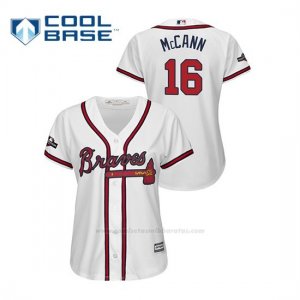 Camiseta Beisbol Mujer Atlanta Braves Brian Mccann 2019 Postseason Cool Base Blanco
