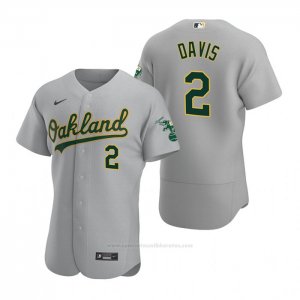 Camiseta Beisbol Hombre Oakland Athletics Khris Davis Autentico Road Gris