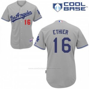 Camiseta Beisbol Hombre Los Angeles Dodgers Gris Andre Ethier Cool Base Jugador