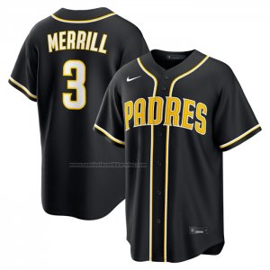 Camiseta Beisbol Hombre San Diego Padres Jackson Merrill Fashion Replica Negro Camiseta Beisbol Hombre San Diego Padres Jackson Merrill Fashion Replica Negro