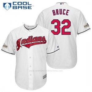 Camiseta Beisbol Hombre Cleveland Indians 2017 Postemporada 32 Jay Bruce Blanco Cool Base