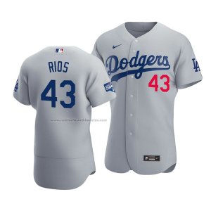 Camiseta Beisbol Hombre Los Angeles Dodgers Edwin Rios 2020 Autentico Alterno Gris