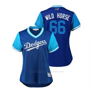Camiseta Beisbol Mujer Los Angeles Dodgers Yasiel Puig 2018 Llws Players Weekend Wild Horse Royal