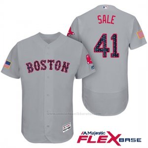 Camiseta Beisbol Hombre Boston Red Sox 2017 Estrellas y Rayas 41 Chris Sale Gris Flex Base