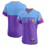 Camiseta Beisbol Hombre Colorado Rockies City Connect Elite Violeta