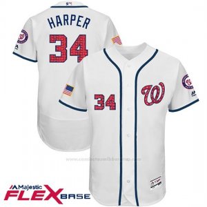 Camiseta Beisbol Hombre Washington Nationals 2017 Estrellas y Rayas Bryce Harper Blanco Flex Base