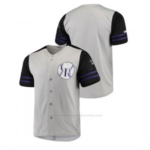 Camiseta Beisbol Hombre Colorado Rockies Button-Down Stitches Autentico Gris