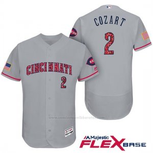 Camiseta Beisbol Hombre Cincinnati Reds 2017 Estrellas Y Rayas 2 Zack Cozart Gris Flex Base