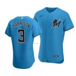 Camiseta Beisbol Hombre Miami Marlins Monte Harrison Autentico Alterno Azul