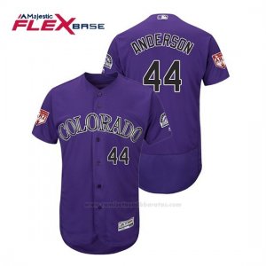 Camiseta Beisbol Hombre Colorado Rockies Tyler Anderson Flex Base Entrenamiento de Primavera 2019 Violeta