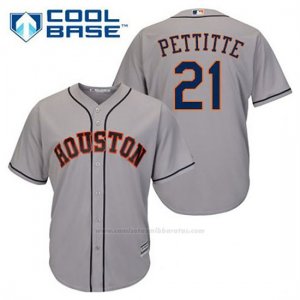 Camiseta Beisbol Hombre Houston Astros Andy Pettitte 21 Gris Cool Base
