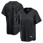Camiseta Beisbol Hombre Brooklyn Los Angeles Dodgers Jackie Robinson Replica Negro