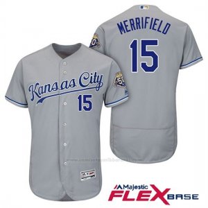 Camiseta Beisbol Hombre Kansas City Royals Whit Merrifield Gris 50th Season Flex Base