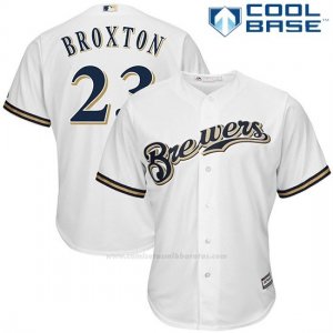 Camiseta Beisbol Hombre Milwaukee Brewers Keon Broxton Blanco Cool Base