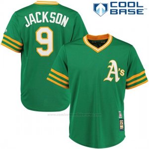 Camiseta Beisbol Hombre Oakland Athletics 9 Reggie Jackson Verdealterno Cooperstown Coleccion Jugador Cool Base