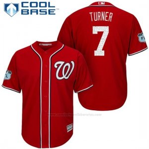 Camiseta Beisbol Hombre Washington Nationals Trea Turner Scarlet 2017 Entrenamiento de Primavera Cool Base Jugador