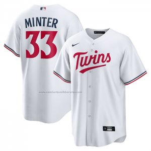 Camiseta Beisbol Hombre Minnesota Twins AJ Minter Primera Replica Blanco