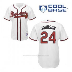 Camiseta Beisbol Hombre Atlanta Braves 24 Kelly Johnson Blanco 1ª Cool Base