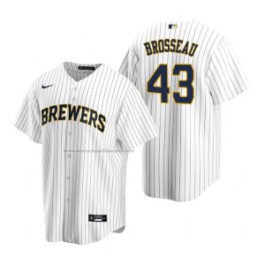 Camiseta Beisbol Hombre Milwaukee Brewers Mike Brosseau Replica Alterno Blanco