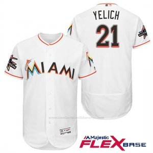 Camiseta Beisbol Hombre Miami Marlins 21 Christian Yelich Blanco 2017 Flex Base