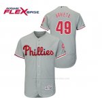 Camiseta Beisbol Hombre Philadelphia Phillies Jake Arrieta 150th Aniversario Patch Flex Base Gris