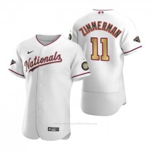 Camiseta Beisbol Hombre Washington Nationals Ryan Zimmerman Gold-Trimmed Championship Autentico Blanco