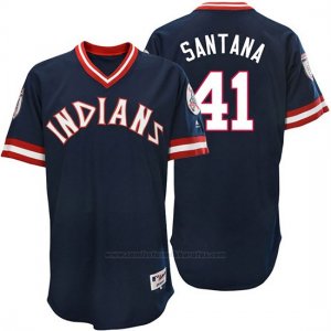 Camiseta Beisbol Hombre Cleveland Indians Carlos Santana Azul Turn Back The Clock