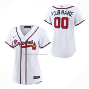 Camiseta Beisbol Mujer Atlanta Braves Primera Replica Personalizada Blanco Camiseta Beisbol Mujer Atlanta Braves Primera Replica Personalizada Blanco