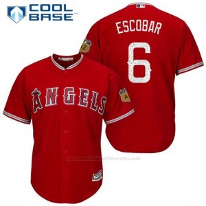 Camiseta Beisbol Hombre Los Angeles Angels Yunel Escobar 6 Scarlet 2017 Entrenamiento de Primavera Cool Base Jugador