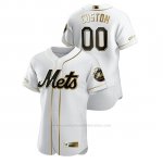 Camiseta Beisbol Hombre New York Mets Personalizada Golden Edition Autentico Blanco