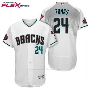 Camiseta Beisbol Hombre Arizona Diamondbacks 24 Yasmany Tomas Blanco Aqua 1ª 20 Aniversario Flex Base