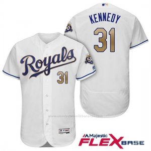 Camiseta Beisbol Hombre Kansas City Royals Ian Kennedy Blanco 50th Season Alterno Flex Base