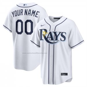 Camiseta Beisbol Hombre Tampa Bay Rays Primera Replica Personalizada Blanco1