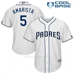 Camiseta Beisbol Hombre San Diego Padres 5 Alexi Amarista Blanco 2017 Cool Base