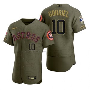 Camiseta Beisbol Hombre Houston Astros Yuli Gurriel Camuflaje Digital Verde 2021 Salute To Service