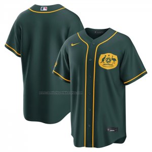 Camiseta Beisbol Hombre Seleccion Nacional Australia X MLB Stadium Replica Verde Camiseta Beisbol Hombre Seleccion Nacional Australia X MLB Stadium Replica Verde