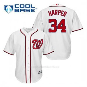 Camiseta Beisbol Hombre Washington Nationals Bryce Harper 34 Blanco 1ª Cool Base