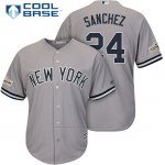 Camiseta Beisbol Hombre New York Yankees 2017 Postemporada Gary Sanchez Gris Cool Base