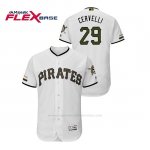 Camiseta Beisbol Hombre Pittsburgh Pirates Francisco Cervelli 150th Aniversario Patch Autentico Flex Base Blanco