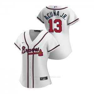 Camiseta Beisbol Mujer Atlanta Braves Ronald Acuna Jr. 2020 Replica Primera Blanco